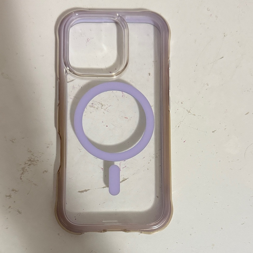 Transparent Iphone 16 Pro Case with Lavender bumper and Magsafe compatible